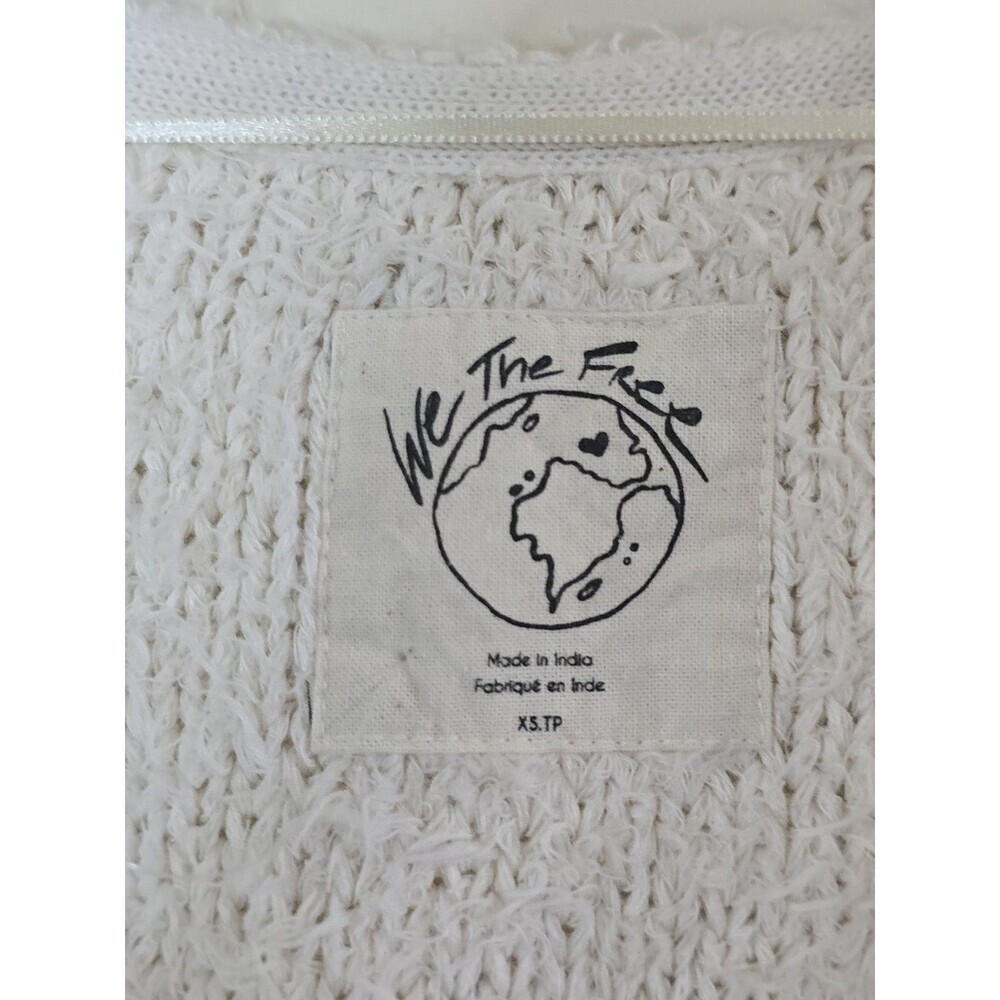Free People We The Free Theo Cropped V Neck Sweater Ivory Knit Womens XS - Picture 10 of 13